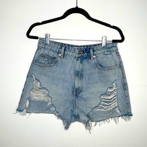 Zara High Waist Distressed Denim Shorts